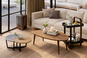 Σαλόνι με τραπεζάκια για διακόσμηση - designdrops.