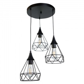 Ceiling Lamp 4024-3-BL-ROSETTE 30x26cm 3xE27 Black Inlight