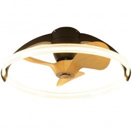 Ceiling Fan Nettilling 101000520 Φ75cm With Light Dim Led 80W Black-Natural Itlighting NATURAL-BLACK