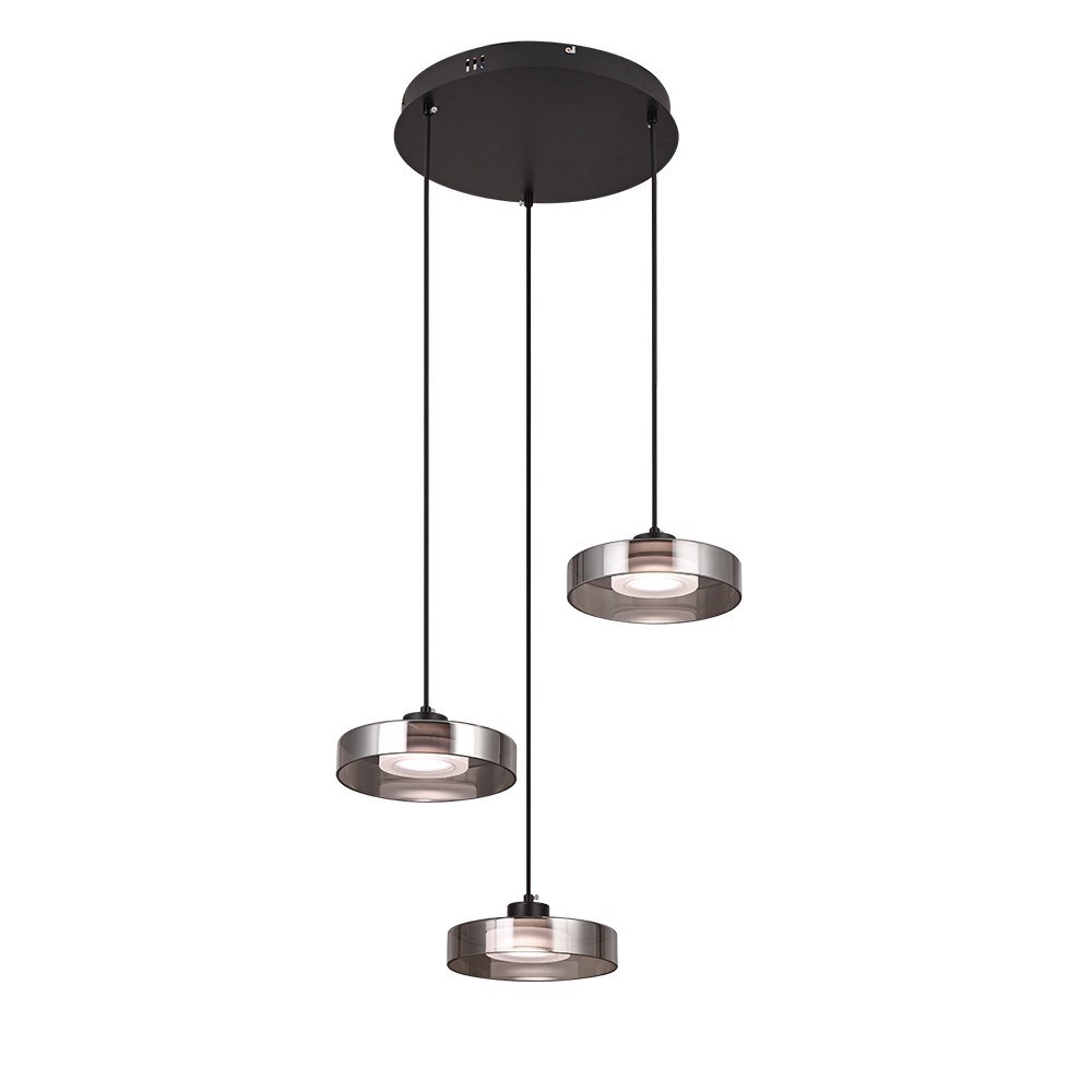 Φωτιστικό Οροφής Κρεμαστό 4075-3 Led 3CCT 3960lm 3x12W 35x200cm Black-Smoke Inlight