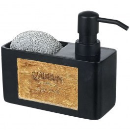Δοχείο Κρεμοσάπουνου Με Θήκη Σφουγγαριού 02-18122 15x6x14cm 120ml Natural-Black Estia NATURAL-BLACK