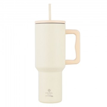 Thermos Tumbler With Straw XL Save The Aegean 01-32197 1,2Lt Lily White Estia