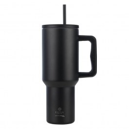 Κούπα - Θερμός Με Καλαμάκι Tumbler XL Save The Aegean 01-32180 1,2Lt Midnight Black Estia BLACK