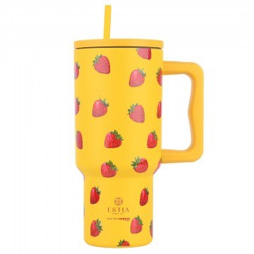 Κούπα - Θερμός Με Καλαμάκι Berry Bright Tumbler XL Save The Aegean 01-32029 900ml Yellow-Red Estia