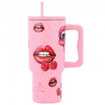 Thermos With Straw Blush Pop Tumbler XL Save The Aegean 01-32067 900ml Pink-Red Estia