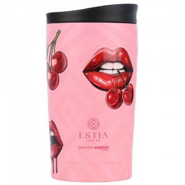 Thermos Travel Mug Blush Pop Save The Aegean 01-31923 350ml Pink-Red Estia