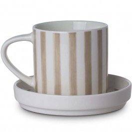 Κούπα Με Πιατάκι Hand Lines 07-35402 300ml White-Beige Estia WHITE-BEIGE