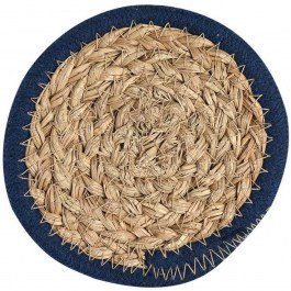 Coaster Gaia (Set 4Pcs) 07-40413 D12cm Natural-Blue Estia NATURAL-BLUE