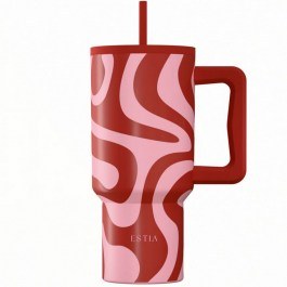 Κούπα - Θερμός Με Καλαμάκι XL Coral Waves Save The Aegean 01-41588 900ml Red-Pink Estia RED-PINK