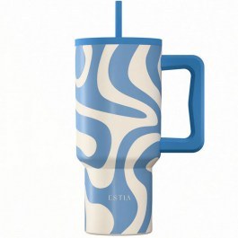 Κούπα - Θερμός Με Καλαμάκι XL Ocean Waves Save The Aegean 01-41571 900ml White-Blue Estia WHITE-BLUE
