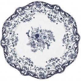 Shallow Plate Reverie 07-38816 19cm White-Blue Estia WHITE-BLUE