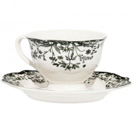 Φλυτζάνι Καφέ Με Πιατάκι Reverie 07-38755 220ml White-Green Estia WHITE-GREEN