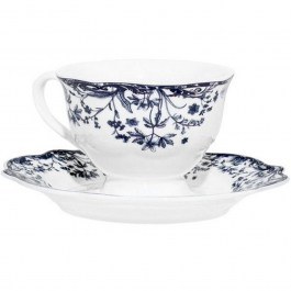 Coffee Cup With Saucer Reverie 07-38823 90ml White-Blue Estia WHITE-BLUE