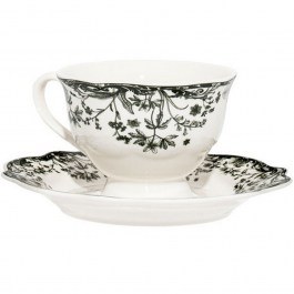 Coffee Cup With Saucer Reverie 07-38748 90ml White-Green Estia WHITE-GREEN