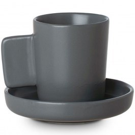 Φλυτζάνι Καφέ Με Πιατάκι Fine Grind New Bone 07-35525 90ml Grey Estia GREY