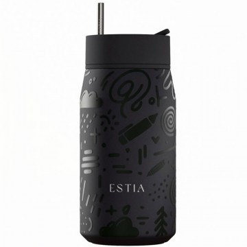 Glass - Thermos Lens Noir Echo Save The Aegean 01-42943 360ml Black Estia