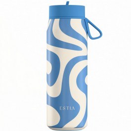 Isothermal Bottle Pulse Ocean Waves Save The Aegean 01-42608 500ml White-Blue Estia WHITE-BLUE