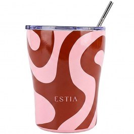 Ποτήρι - Θερμός Με Καλαμάκι Coral Waves Save The Aegean 01-49003 350ml Red-Pink Estia RED-PINK
