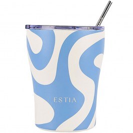 Ποτήρι - Θερμός Με Καλαμάκι Ocean Waves Save The Aegean 01-48990 350ml White-Blue Estia WHITE-BLUE