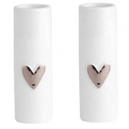 Βάζα Heart (Σετ 2Τμχ) LBTRD0014277 Φ3,5x9cm White-Silver Raeder WHITE-SILVER