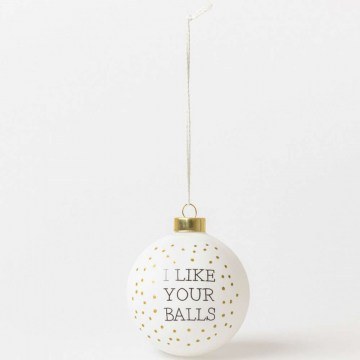 Χριστουγεννιάτικη Μπάλα I Like Your Balls RD0092341 Φ8cm White-Gold Raeder