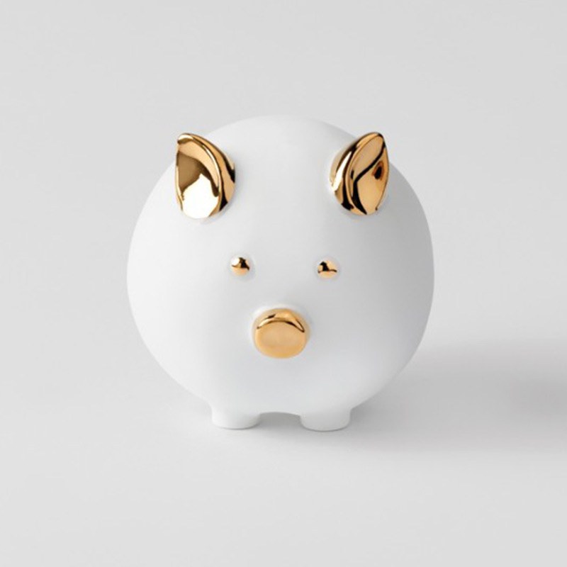 Διακοσμητικό Pig RD0051562 Φ7x7cm White-Gold Raeder