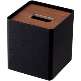 Θήκη Για Χαρτομάντηλα Rin Square YMZK5179 13x13x15,5cm Black-Natural Yamazaki BLACK