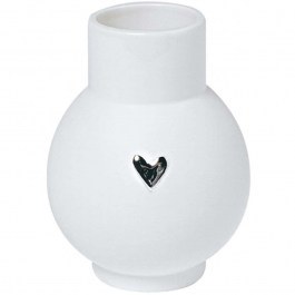 Διακοσμητικό Βάζο Heart RD0017716 Φ6,7x9cm White-Silver Raeder WHITE