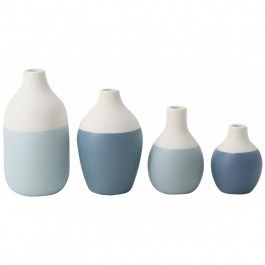 Βάζα Mini Bottles (Σετ 4Τμχ) RD0018228 Φ3,5-4,5x5-8,5cm White-Blue Raeder WHITE-BLUE