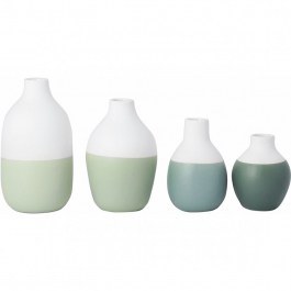 Βάζα Mini Bottles (Σετ 4Τμχ) RD0018229 Φ3,5-4,5x5-8,5cm White-Green Raeder WHITE-GREEN