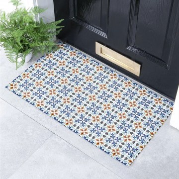 Entrance Mat Ortigia Tile -DMW-WHITEANDCOLOURTILES-7040 70x40cm Multi Artsy Mats