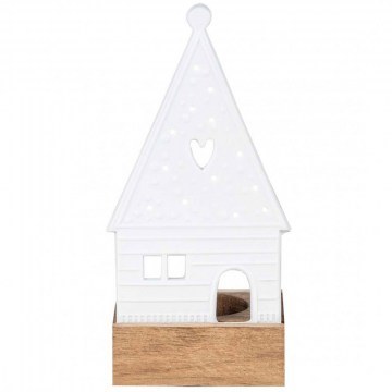 Candlestick For Tealight Gingerbread House Heart RD0090413 7x6,5x13cm Natural-White Raeder