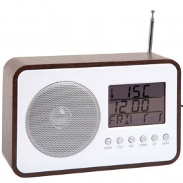 Table - Alarm Clock With Radio FM KA6036DW 6,6x12,5cm Veneer Dark Wood Brown Karlsson BROWN