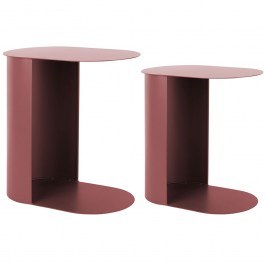 Side Tables Riqueza Oval (Set 2Pcs) LM2316RD 25x40x40/30x45x48cm Burgundy Red BURGUNDY