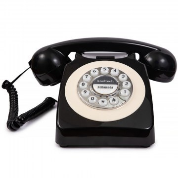 Retro Phone Push Button TE641 23x21,5x12cm Black Casaprem