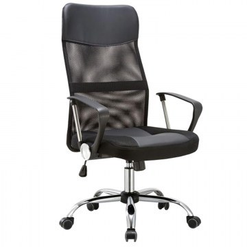Πολυθρόνα Διευθυντή  BF2400-PVC ΕΟ502,1P Χρώμιο/Pvc & Mesh Μαύρο 61x68x108/118cm