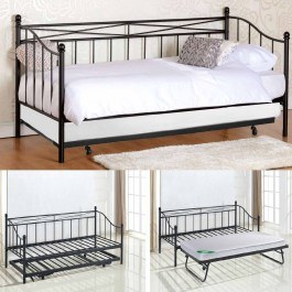 Bed Expanded Marin E8043,1 Metal Black 90X190Cm BLACK