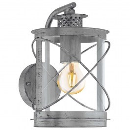 Φωτιστικό Τοίχου Hilburn 1 E27 Abw. Ασημί-Αντικέ 94866 SILVER