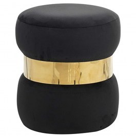 Stool Linda/R 40.0150 D37x43cm Velvet Black Zita Plus BLACK