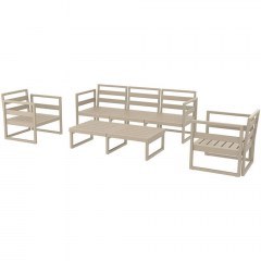 Garden Lounge Mykonos 20.0450 No Pillows Three-Seater 2 Sofas & 1 Table Taupe