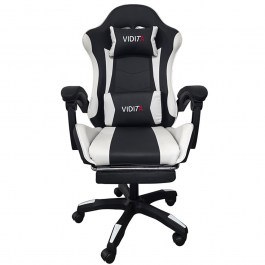 Gaming Chair With Footrest A6060 01.0291 64x62x113-121cm Black-White BLACK-WHITE