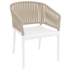 Πολυθρόνα Portofino 20.0876 58x58x80cm White-Taupe WHITE-TAUPE