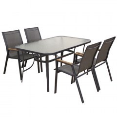 Τραπεζαρία Κήπου Selby 06.8085.3 (Σετ 5Τμx) 140x80x71cm/56x64x90cm Anthracite