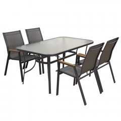Τραπεζαρία Κήπου Selby 06.8085.5 (Σετ 5Τμx) 150x90x71cm/56x64x90cm Anthracite