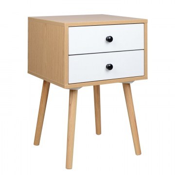 Bedside Table Oliver Hm2225 Natural -White 40X40X60 Cm.
