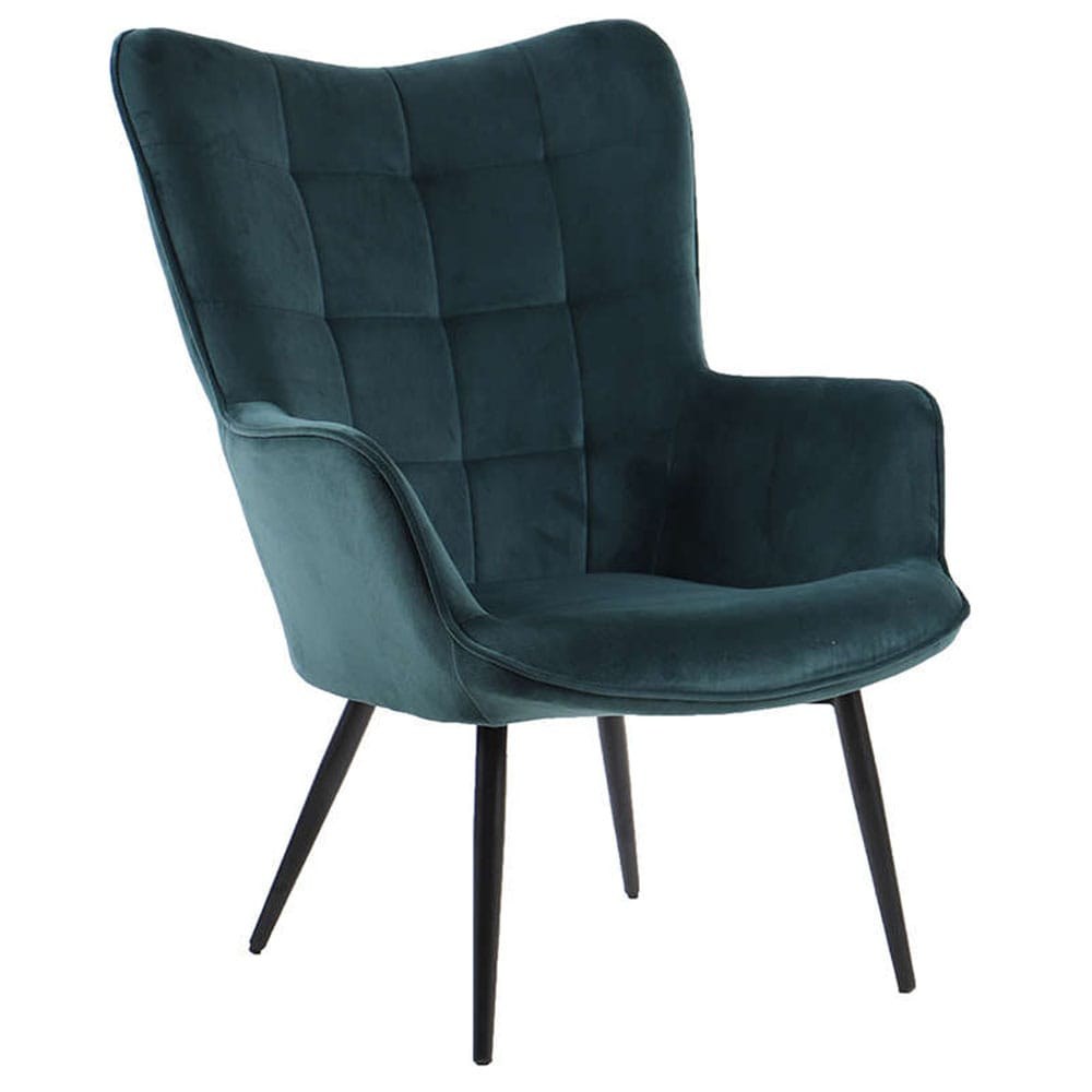 Πολυθρόνα — 71 × 79 × 99 cm — Βελούδο, Μέταλλο · Liberta · GREEN-BLACK · Κωδικός designdrops-808530