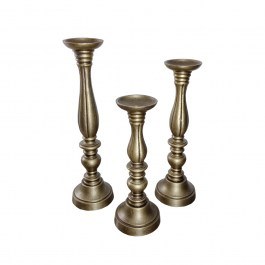 Κηροπήγια Lusar 022218 (Set 3pcs) D11xH40,36,30cm Antique Gold ANTIQUE GOLD