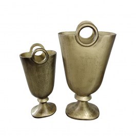 Aluminum Vase Rengo 022172 (Set 2pcs) L: 26x10xY50cm, M: 18x10xY40cm Antique Gold ANTIQUE GOLD