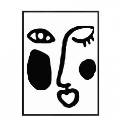 Frame On Canvas Art Face 1 021091 53x73xH3,5cm White-Black