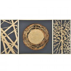 Πίνακας Καμβάς Triplet (Σετ 3Τμχ) 021618 167,5x4,5x87,5cm Black-Gold
